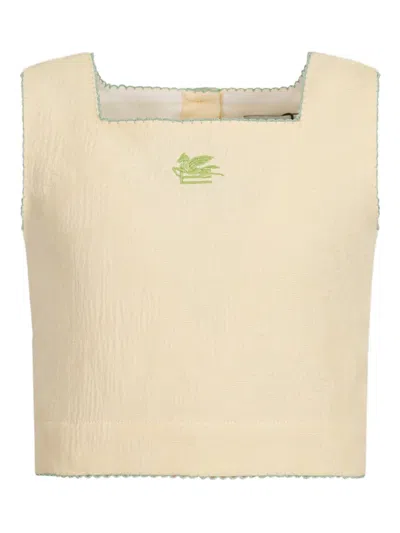 ETRO COTTON-LINEN SLEEVELESS TOP