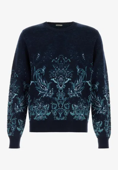 ETRO FLORAL JACQUARD CREWNECK SWEATER