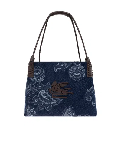 ETRO ETRO JACQUARD DENIM MEDIUM LIBRA TOTE BAG