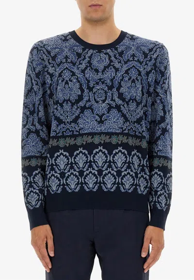 ETRO JACQUARD KNIT CREWNECK SWEATER
