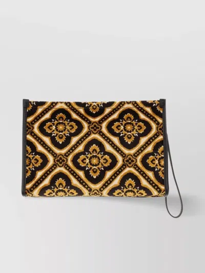 ETRO LARGE PAISLEY EMBROIDERED CLUTCH WITH WRIST STRAP