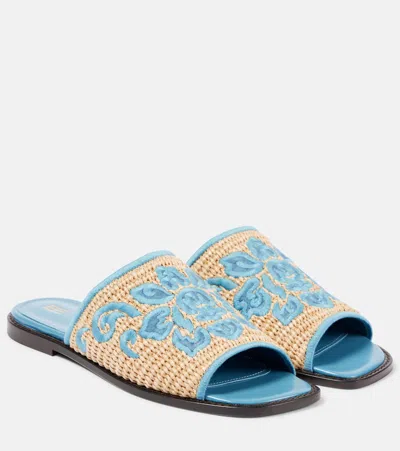 ETRO LEATHER ESPADRILLE SLIDES