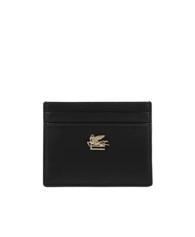 ETRO LEATHER CREDIT CARD HOLDER WITH PEGASO