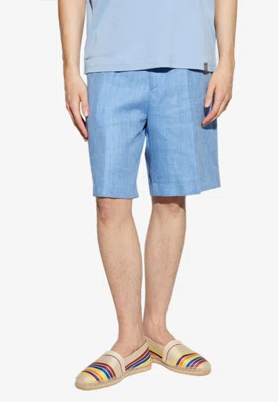 ETRO LINEN-BLEND BERMUDA SHORTS