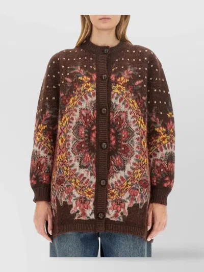 ETRO LOGO EMBROIDERED KNIT CARDIGAN