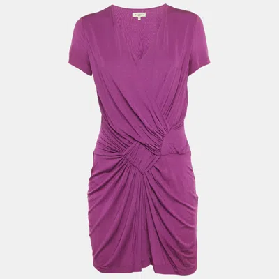 ETRO MAGENTA PINK JERSEY PLEATED MINI DRESS L