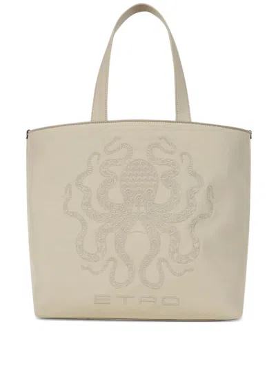 ETRO OCTOPUS-EMBROIDERED TOTE BAG