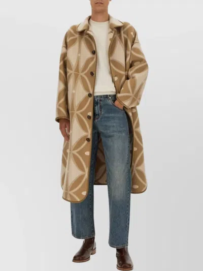 ETRO OVERSIZED LONG GEOMETRIC PATTERN COAT WITH SIDE POCKETS