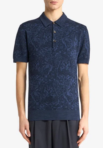 ETRO PAISLEY JACQUARD POLO T-SHIRT
