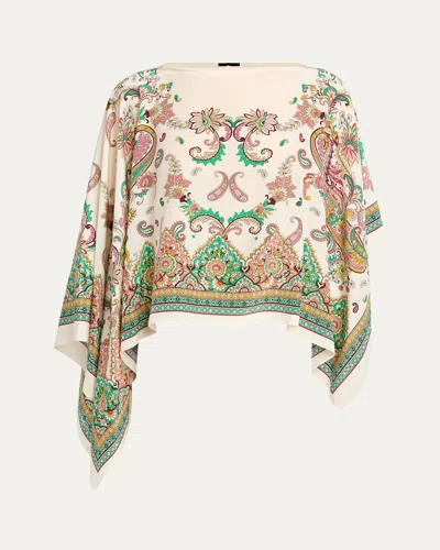 ETRO PAISLEY-PRINT SILK ASYMMETRIC PONCHO