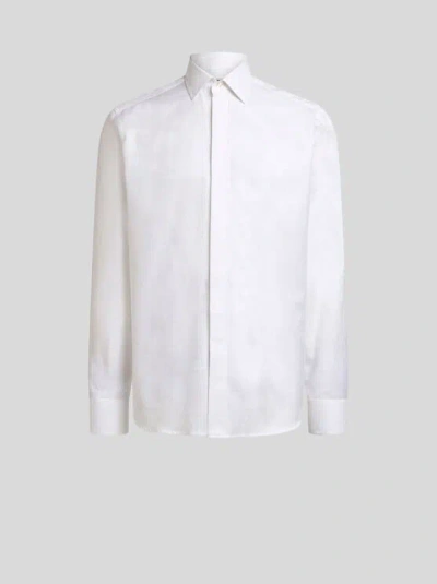 ETRO , PAISLEY COTTON JACQUARD SHIRT, MAN, WHITE, SIZE 45