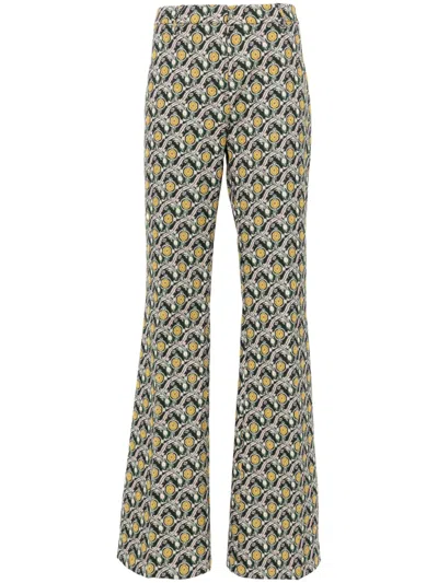 ETRO PATTERNED-JACQUARD FLARED TROUSERS