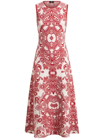 ETRO PATTERNED-JACQUARD MIDI DRESS