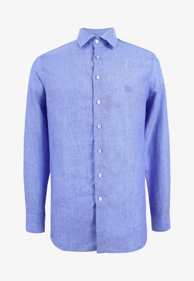 ETRO PEGASO EMBROIDERED BUTTON-UP SHIRT