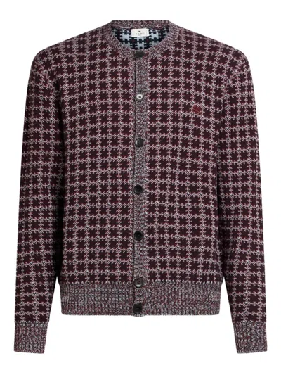 ETRO PEGASO-EMBROIDERED GEOMETRIC-PATTERN CARDIGAN
