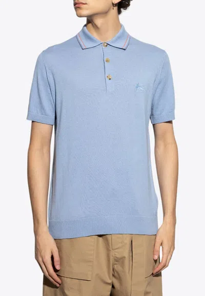 ETRO PEGASO EMBROIDERED POLO T-SHIRT