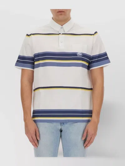 ETRO PEGASUS EMBROIDERED POLO SHIRT WITH CHEST POCKET