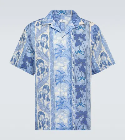 ETRO FLORAL COTTON POPLIN BOWLING SHIRT