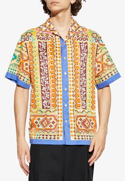 ETRO PRINTED SILK BOWLING SHIRT