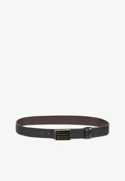 ETRO REVERSIBLE GRAINED LEATHER BELT