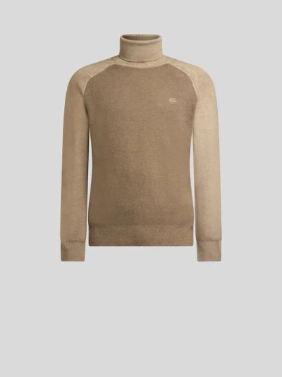 ETRO , WOOL TURTLENECK WITH PEGASO LOGO, MAN, BEIGE, SIZE XXL