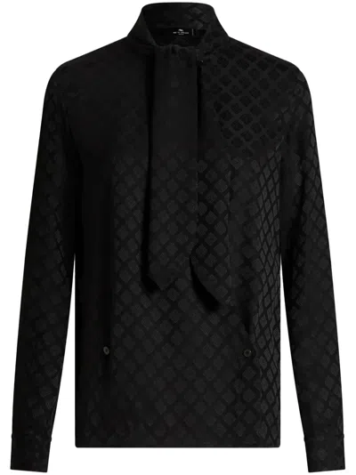 ETRO SCARF-COLLAR JACQUARD SHIRT