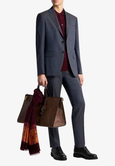 ETRO SINGLE-BREASTED STRIPED WOOL SUIT