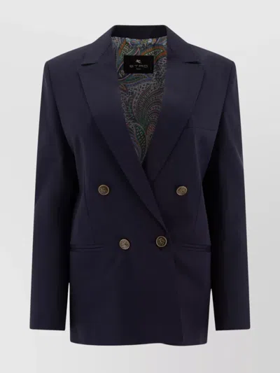 ETRO STRUCTURED DOUBLE-BREASTED JACKETS WITH NOTCHED LAPELS