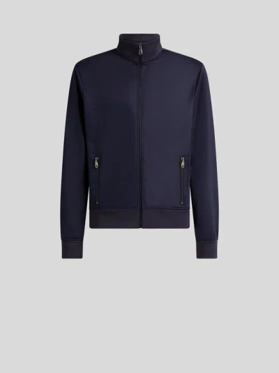 ETRO , SWEATSHIRT WITH ZIP AND OCTOPUS PRINT, MAN, NAVY BLUE, SIZE XXL