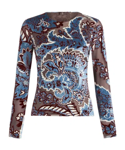ETRO ETRO TULLE JACQUARD VELVET TOP