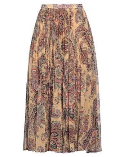ETRO ETRO WOMAN MIDI SKIRT SAND SIZE 4 POLYESTER