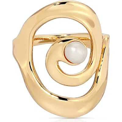 ETTIKA ETTIKA AURA SWIRL FRESHWATER PEARL STATEMENT RING
