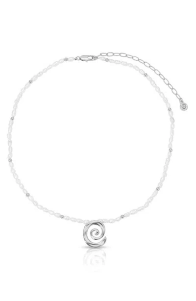 ETTIKA ETTIKA AURA SWIRL PENDANT FRESHWATER PEARL NECKLACE