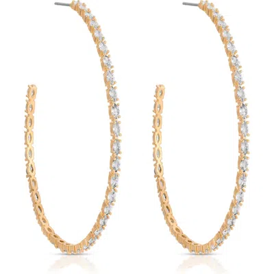 ETTIKA ETTIKA LARGE MARQUISE CUBIC ZIRCONIA HOOP EARRINGS