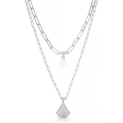 ETTIKA ETTIKA LAYERED TEARDROP & FRESHWATER PEARL CHARM NECKLACE
