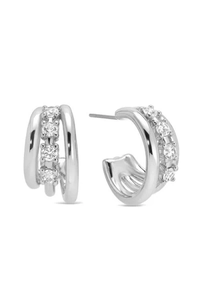 ETTIKA ETTIKA MINI GLEAM CUBIC ZIRCONIA HOOP EARRINGS