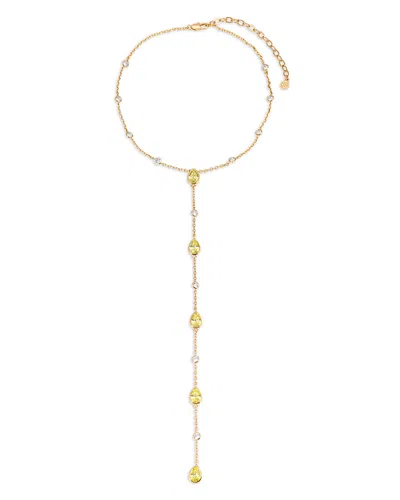 ETTIKA MIXED CUBIC ZIRCONIA LARIAT NECKLACE IN 18K GOLD PLATED, 15-18
