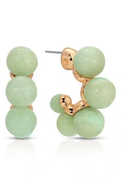 ETTIKA ETTIKA PLAYFUL BUBBLE SEMIPRECIOUS STONE HOOP EARRINGS