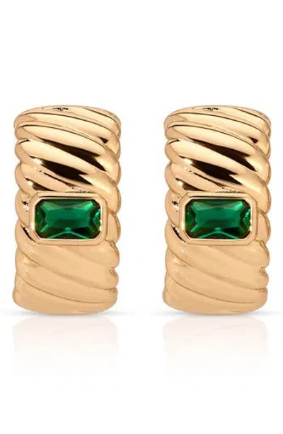 ETTIKA ETTIKA TEXTURED HALF HOOP EARRINGS