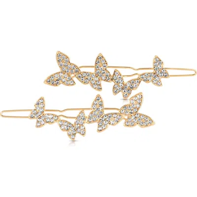 ETTIKA ETTIKA WHIMSICAL SET OF 2 CRYSTAL BUTTERFLY BARRETTES