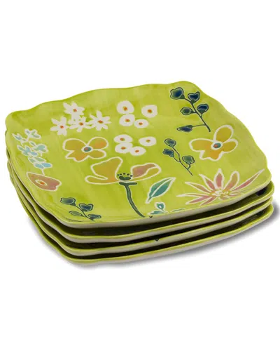 EURO CERAMICA EURO CERAMICA PRIMAVERA 4PC HAND PAINTED CANAPE PLATES SET