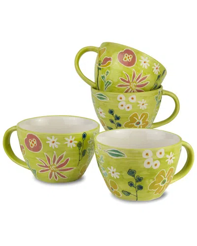 EURO CERAMICA EURO CERAMICA PRIMAVERA 4PC HAND PAINTED LATTE MUGS SET