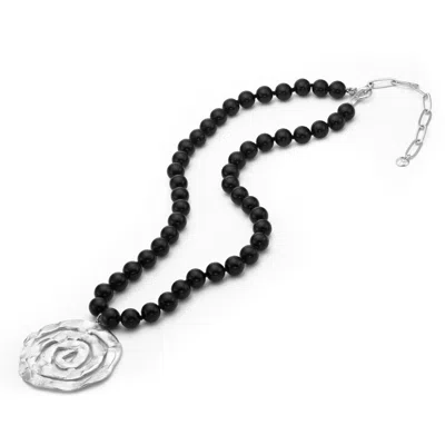 EVA REMENYI WOMEN'S ORIGIN ONYX NECKLACE SILVER