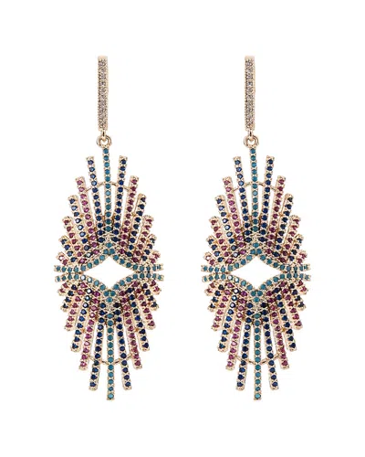 EYE CANDY LA EYE CANDY LA 14K PLATED CZ MULTI COLOR ASHLEY DROP EARRINGS