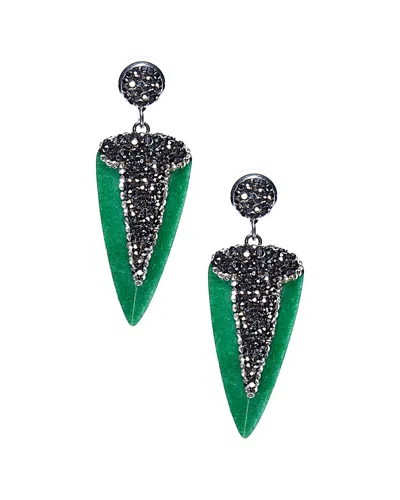 EYE CANDY LA EYE CANDY LA FEARLESS GREEN DAGGER SHAPED STONE WITH PAVE CRYSTAL EARRINGS