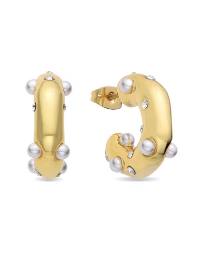 EYE CANDY LA EYE CANDY LA GLASS PEARL HOOP EARRINGS