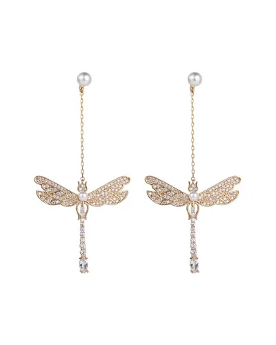 EYE CANDY LA EYE CANDY LA LUXE COLLECTION 18K PLATED CZ DRAGONFLY DROP EARRINGS