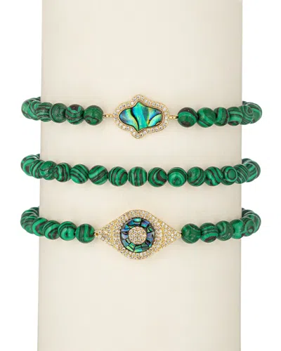 EYE CANDY LA EYE CANDY LA THE LUXE COLLECTION MALACHITE CZ JOY STRETCH BRACELET SET