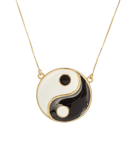 EYE CANDY LA EYE CANDY LA THE LUXE COLLECTION SILVER ENAMEL YIN & YANG PENDANT NECKLACE