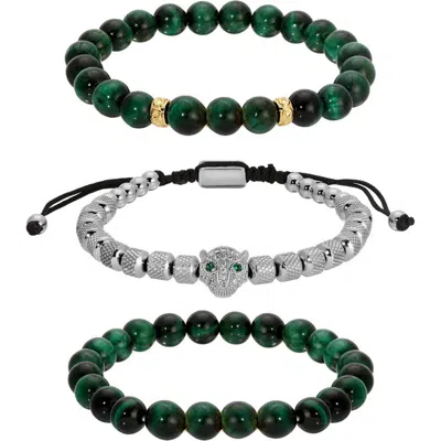 EYE CANDY LOS ANGELES EYE CANDY LOS ANGELES 3-PACK LEOPARD GREEN TIGERS' EYE BRACELETS